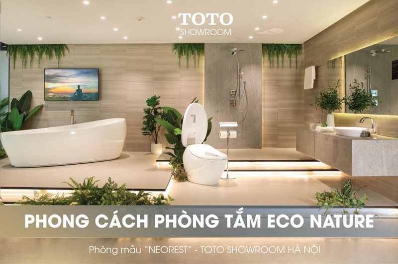 cách thiết kế nhà vệ sinh, trang tri nha tam dep với cây xanh